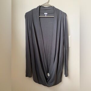 SPLENDID Women’s Dark Gray Long Sleeve Cotton Modal Cross Front  Sweater